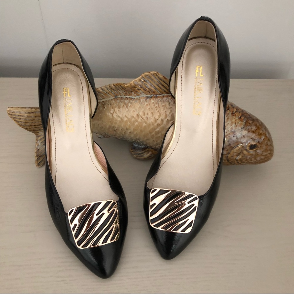 Fair Lady Hand Made in Taiwan Black Flat Heel size 8
